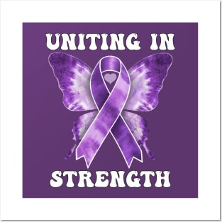 Purple Ribbon Tie Dye Butterfly Lupus Awareness Posters and Art